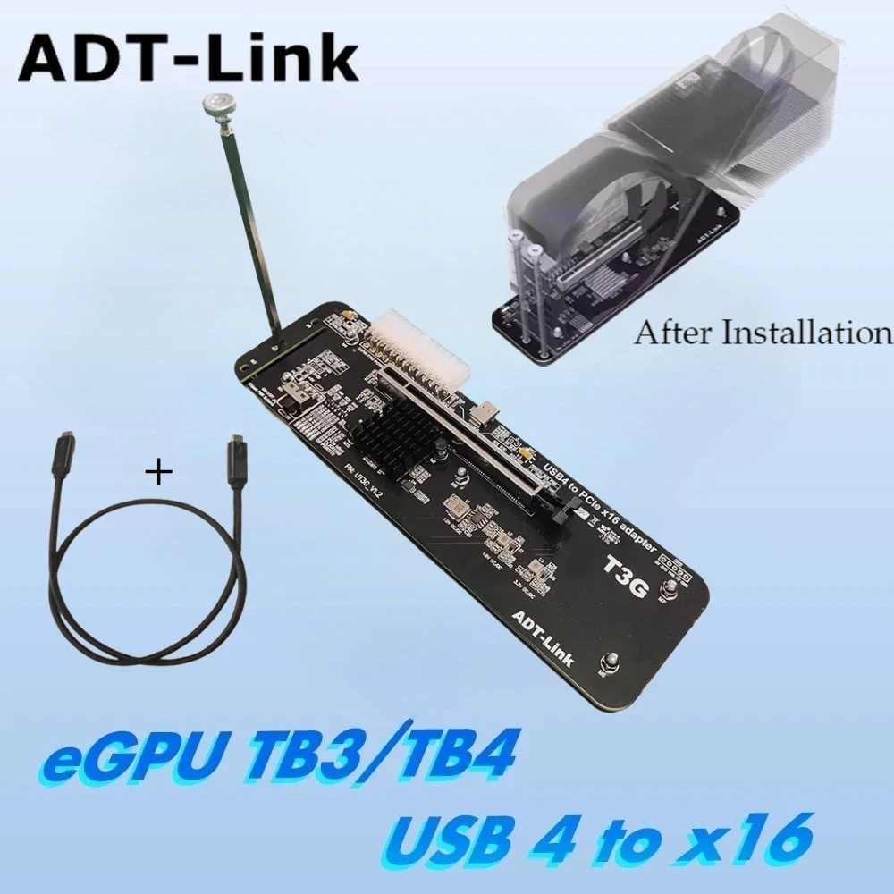 

ADT UT3G V1.6 NUC ITX STX Notebook PC Graphics Card External USB4.0 to PCIe X16 eGPU Adapter USB4 for Thunderbolt-Compatible 4/3
