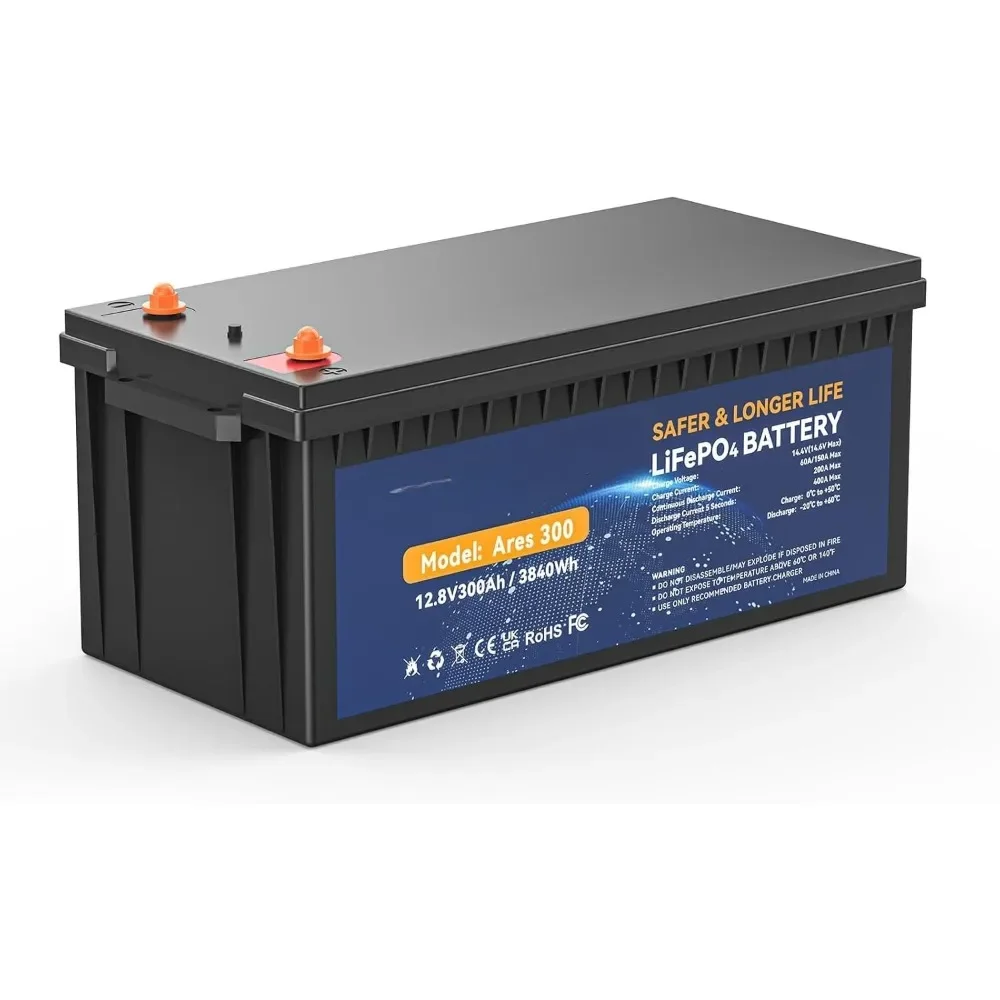 

12V 300Ah LiFePO4 Lithium Battery, 5000+ Deep Cycles with 10-Year Lifespan, 3840Wh Power, Built-in BMS, Ideal for RV,