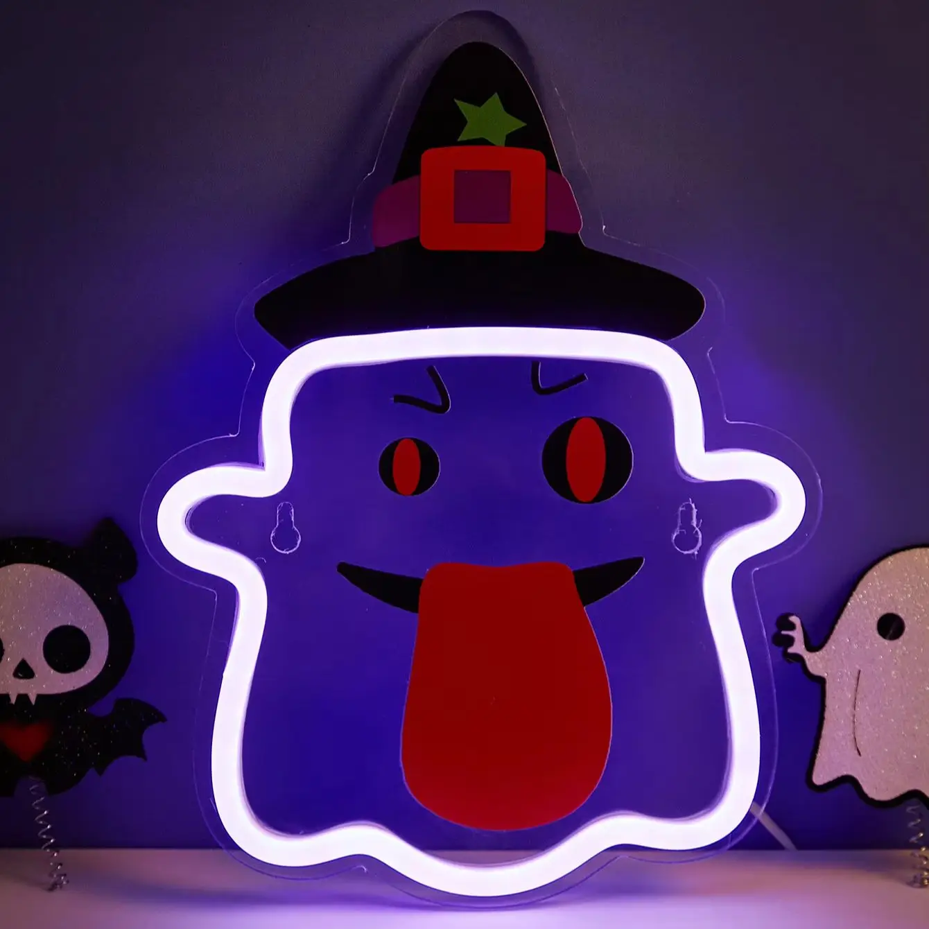 Chi-buy LED Neon tongued ghost USB Powered Neon Signs Night Light 3D Wall Art Bedroom Living Room Decor Lamp Signs