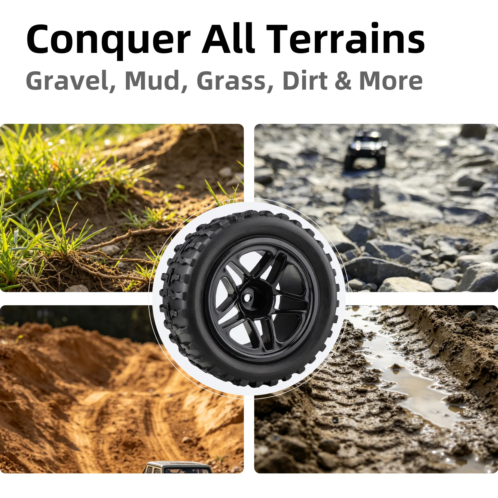 1/10 RC Monster Truck Tires 12mm Hex Pre-Glued 115x55mm 4Pcs Wheel Rim Set for HSP 94111 94188 Redcat Volcano EPX Exceed