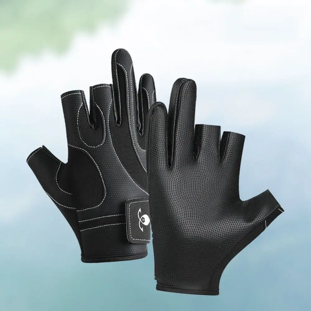 

Fashion Three-Finger Fishing Gloves Non-Slip Sun-proof Sports Bicycle Riding Gloves Breathable Anti-Slip Men Gloves Sea Fishing