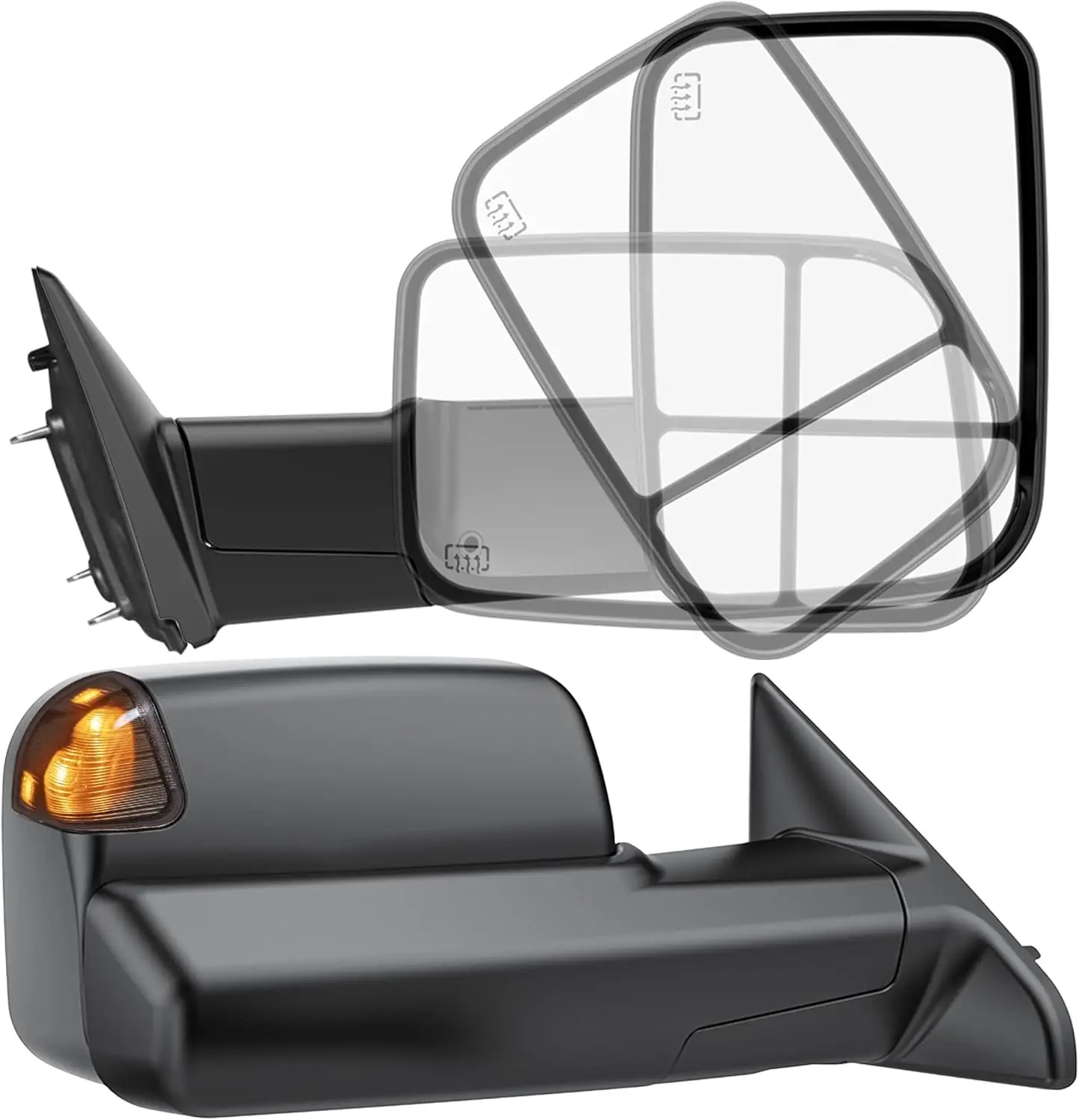 

For Dodge Ram Towing, Metal Material, Black Color, Smoked Design with Turn Signal, Puddle Light and Temp Sensor