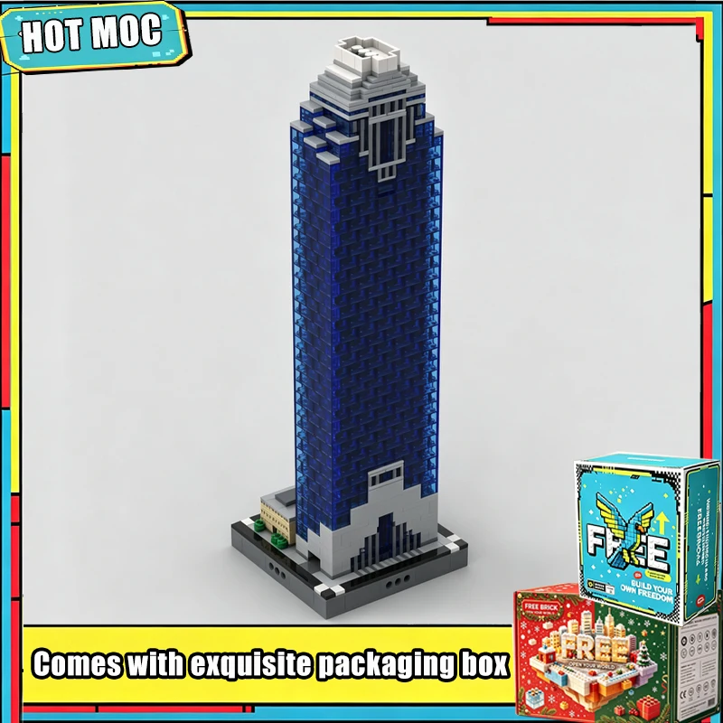 1405 PCS High Rise Glass Tower Building Blocks Blue Skyscraper Modern Architecture DIY Creative Assembly Educational Toy Gifts