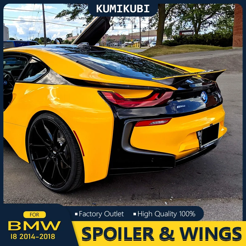 Für BMW I8 Coupé 2014-2018 Echter Carbon-Heckflügel Sport-Spoiler Lippe Hochglanz Schwarz FRP Geschmiedeter Carbon-GT-Spoiler