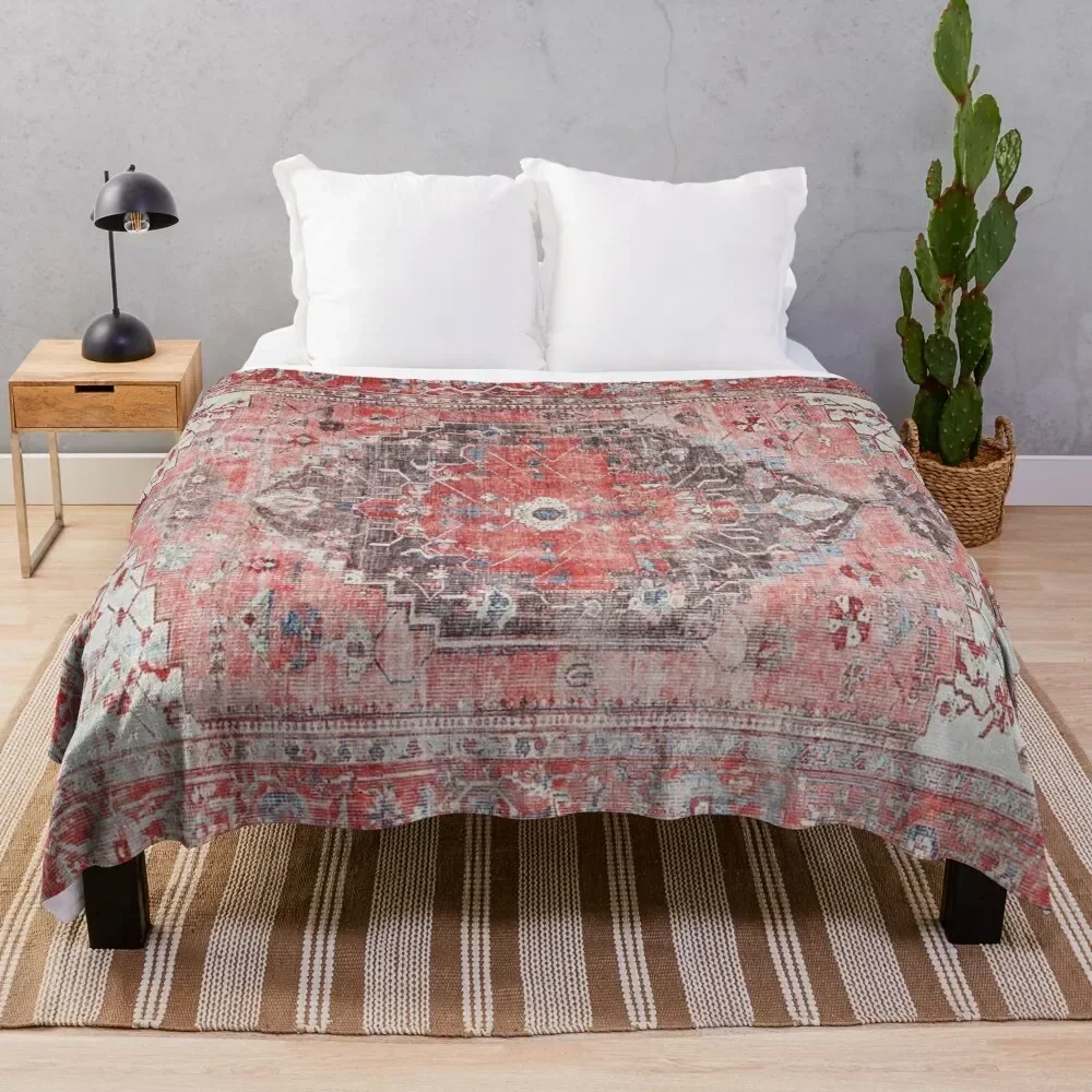 

Red Vintage Oriental Moroccan Style Artwork Throw Blanket Modern Design Soft Blanket for Home Decor