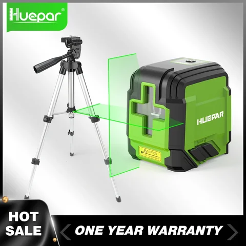 Huepar 2 linhas laser nível osram feixe verde auto-nivelamento horizontal & vertical linha cruzada nivelamento laser para pendurar imagem