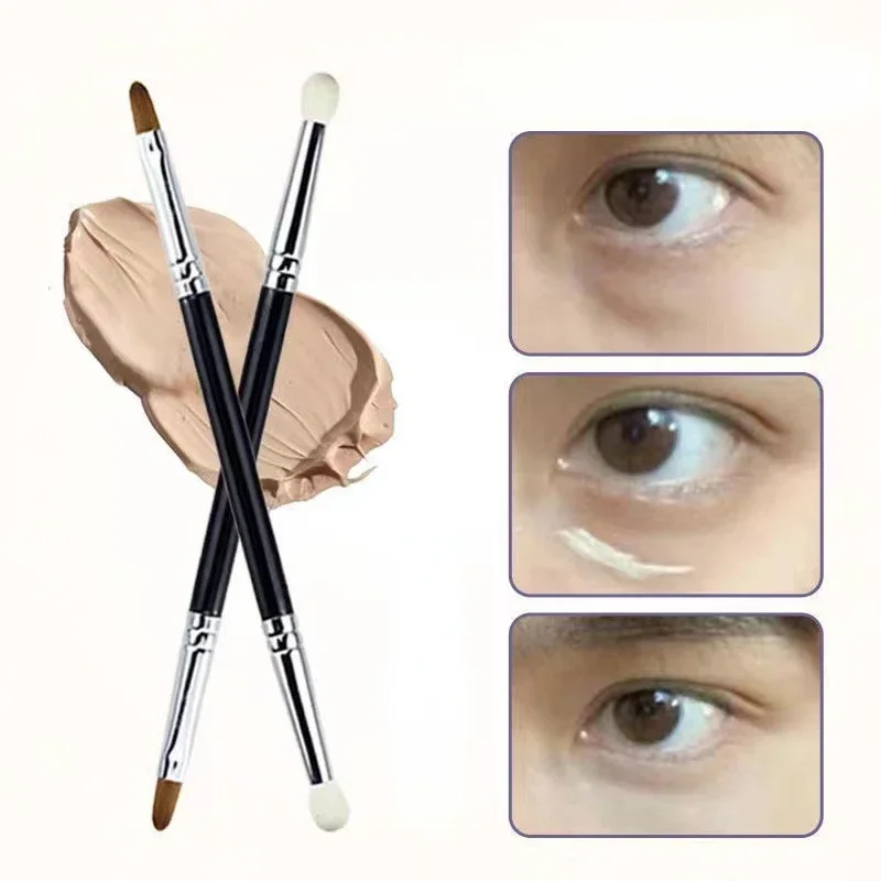 Double-ended คอนซีลเลอร์แปรงแปรงอายไลเนอร์ Dark Circles ผู้หญิงแบบพกพาแต่งหน้ารายละเอียดแปรงฟองน้ําเคล็ดลับ