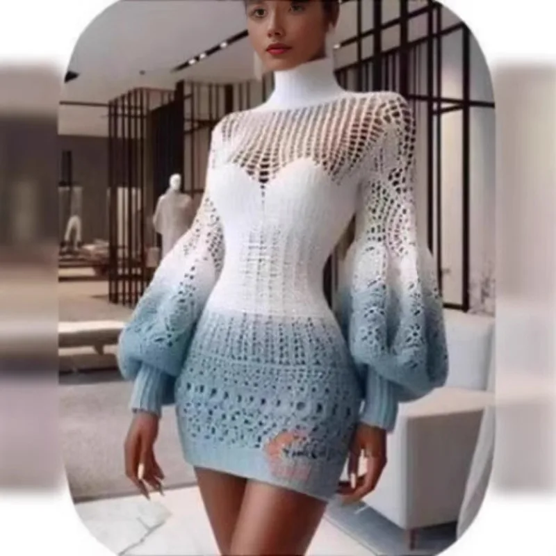 

color hollowed-out knitted sweater for women, loose-fitting beach sun-protective clothing with European and American style
