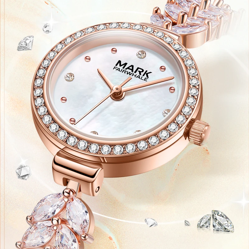 Mark Fairwhale 3020 Women's Watch Diamond Encrusted Luxury Retro Design Simple Fashion Quartz Movement Reloj Mujer