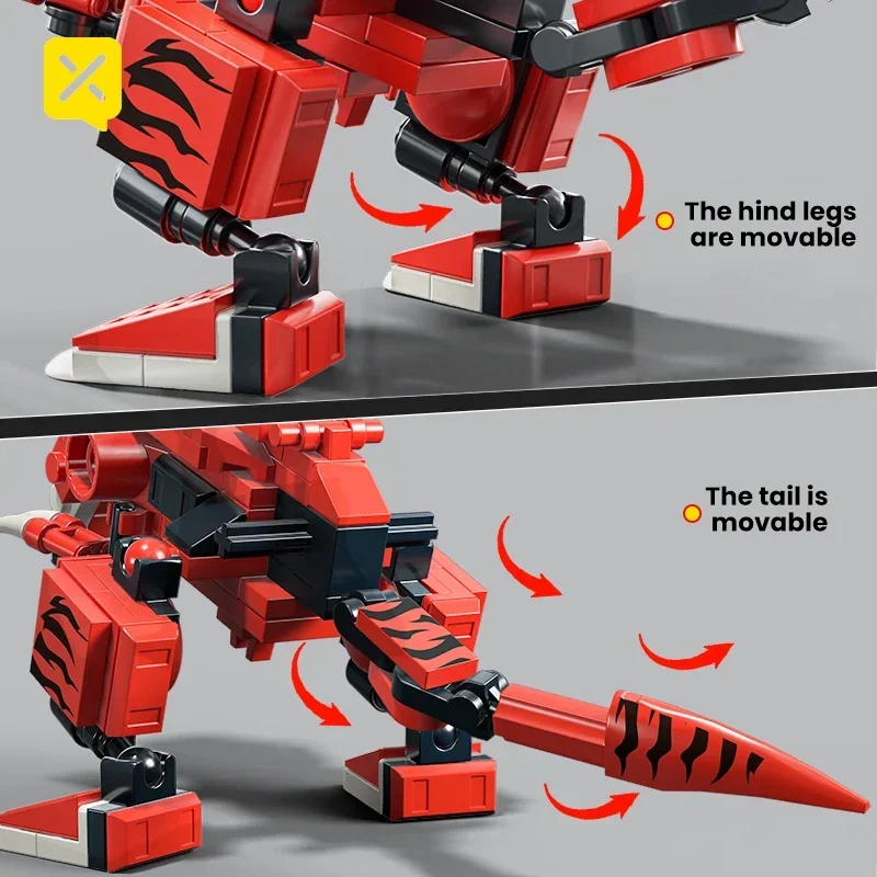 6-in-1-Dinosaurier-Bausteine, umwandelbares Roboter-Spielzeug für Kinder, 691 PCS Ziegel zusammengebaut, Bau, Bildung, DIY-Ziegel, Spielzeug
