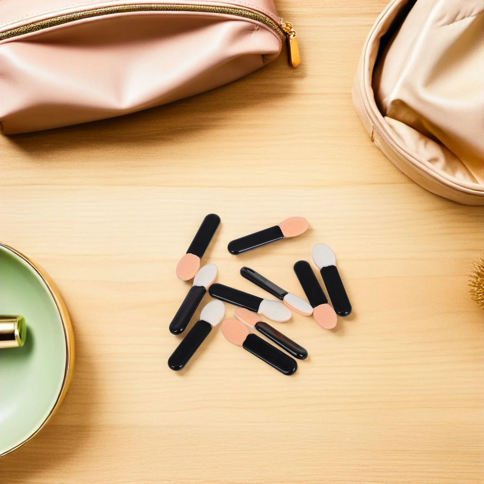 100 Stück Mini-Lidschatten-Applikatorpinsel, schwarz, einseitig, weiche Make-up-Werkzeuge für präzises Augenlid-Mischen, Lipliner, Mehrzweck