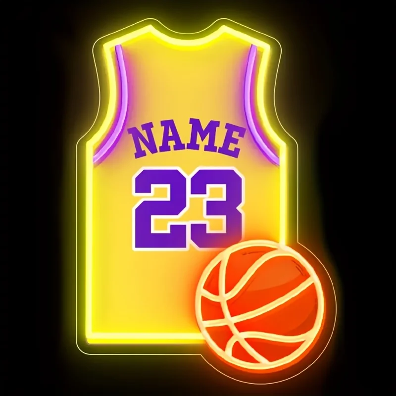 Maglia da basket personalizzata Insegna al neon Luce al neon a LED USB per sala giochi Man Cave Gym Bar Pub Decor Memorabilia sportiva personalizzata