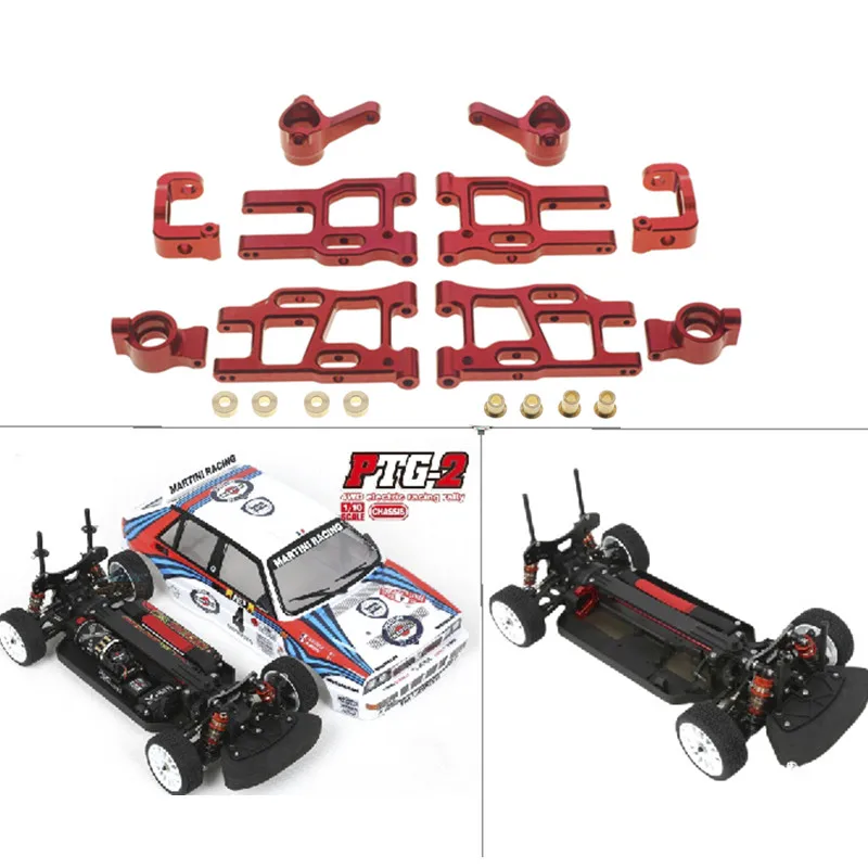 Metal Upgrade Parts Kit Steering Knuckle Block Suspension Arm Set for LC RACING PTG-2 1/10 RC Model Car Spare Accessories