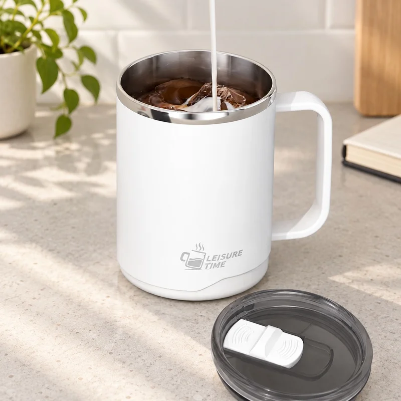 Kids Students 500ml 304 Stainless Steel Insulated Cup, Portable Double-Layer Water Mug Featuring Handle for School & Outdoor Use