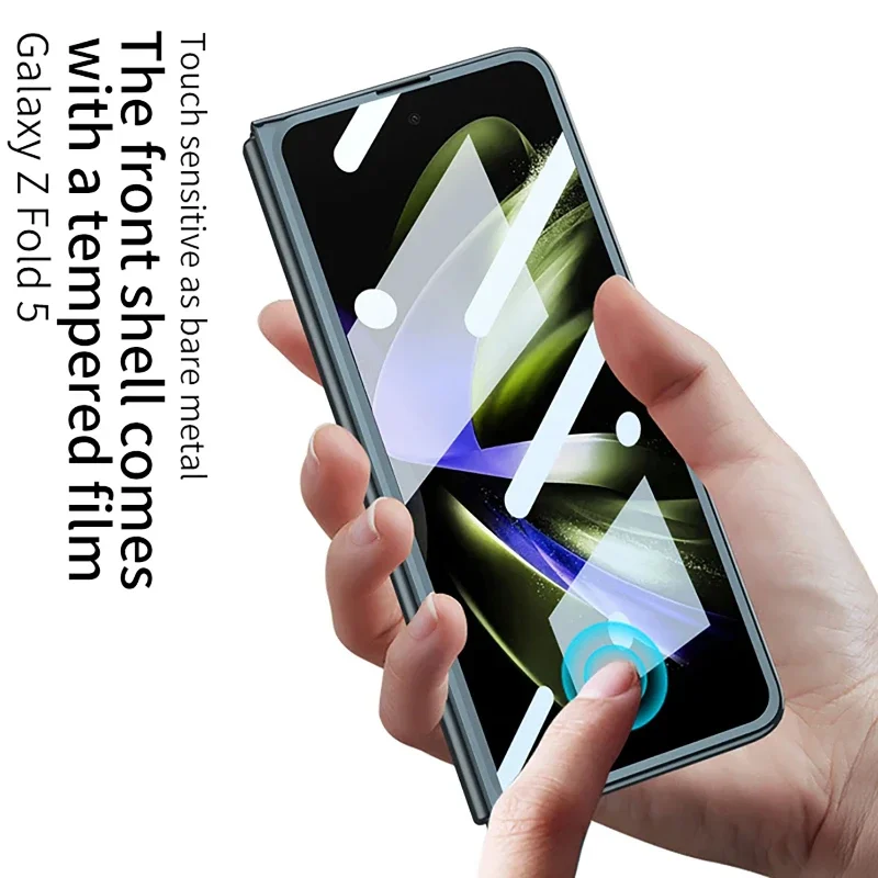 For Samsung Galaxy Z Fold 7 Fold6 5 Case Luxury Electroplated Transparent With Tempered Glass Folding Shockproof Hard Back Cover