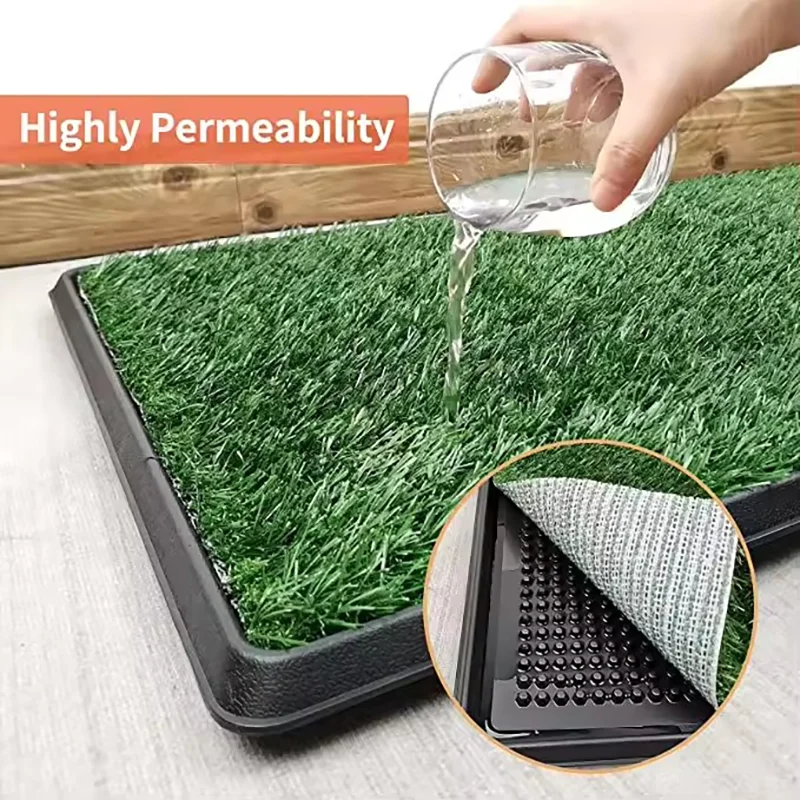 Artificial Turf Dog Potty Pad Washable Odor Resistant Quick Drain Pee Grass Mat Puppy House Training Toilet Indoor Outdoor view 5