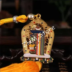 Red/Yellow Kalachakra Tibetan Tranic Alloy Metal Car Hanging Decorations Jiugong Eight Diagrams Pattern Peace Symbol Mascot