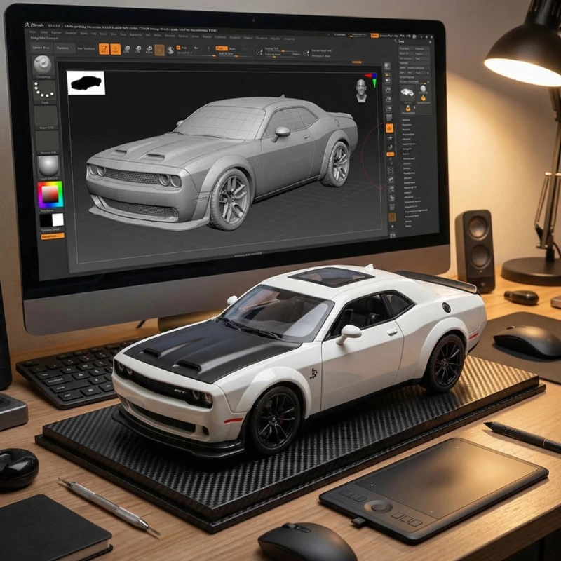 

Коллекционная модель спортивного автомобиля Hellcat из сплава, масштаб 1:32, миниатюрная игрушечная машинка, подарок для мальчика, украшение интерьера