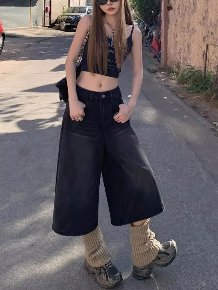 

Женские джинсовые джинсы с высокой талией и широкими штанинами на семь футов, свободные посадки для похудения, осеннее новое поступление