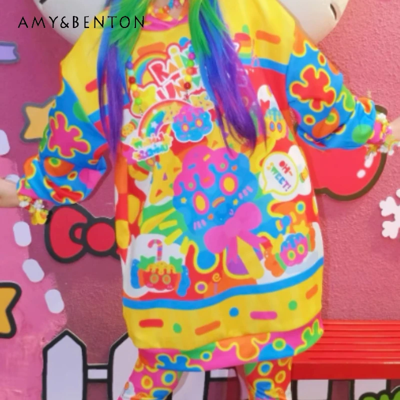 

Original Design Colorful Y2k Subculture Women's Sweatshirt 2025 Autumn Winter New Cute Slimming Versatile Yoga Pants Sets Ladies