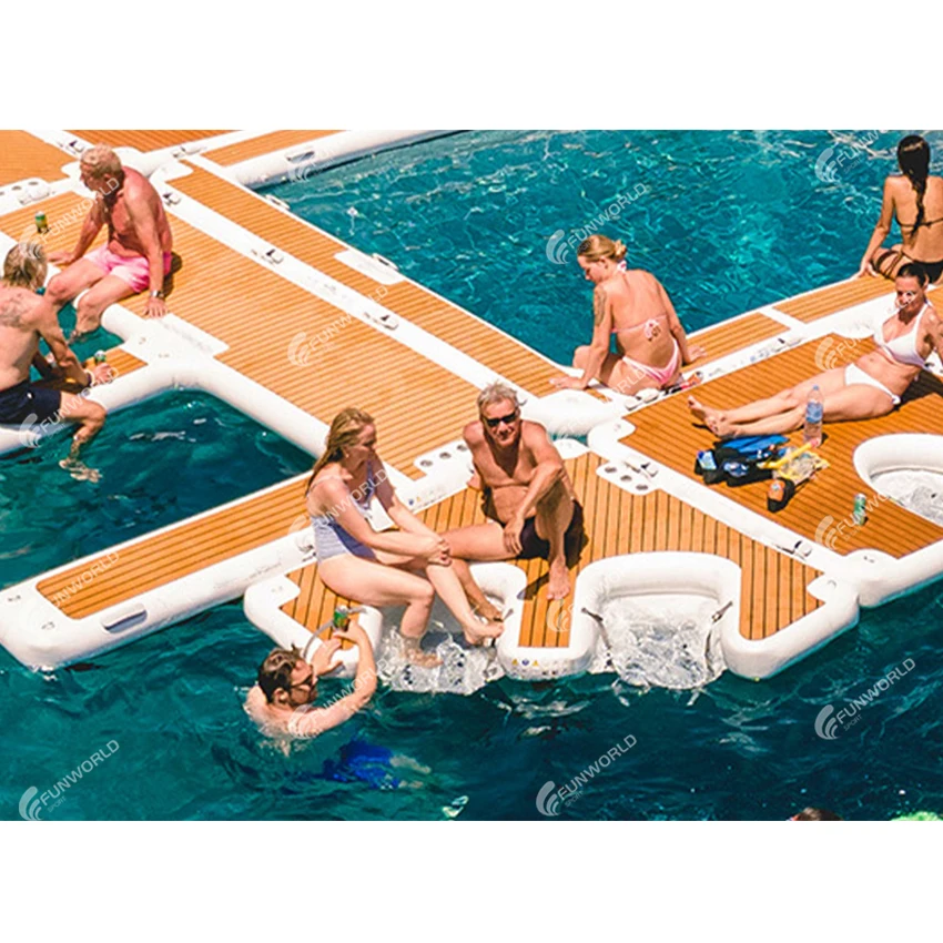 Inflatable floating water jet ski dock inflatable swim Island floating raft platform lounger