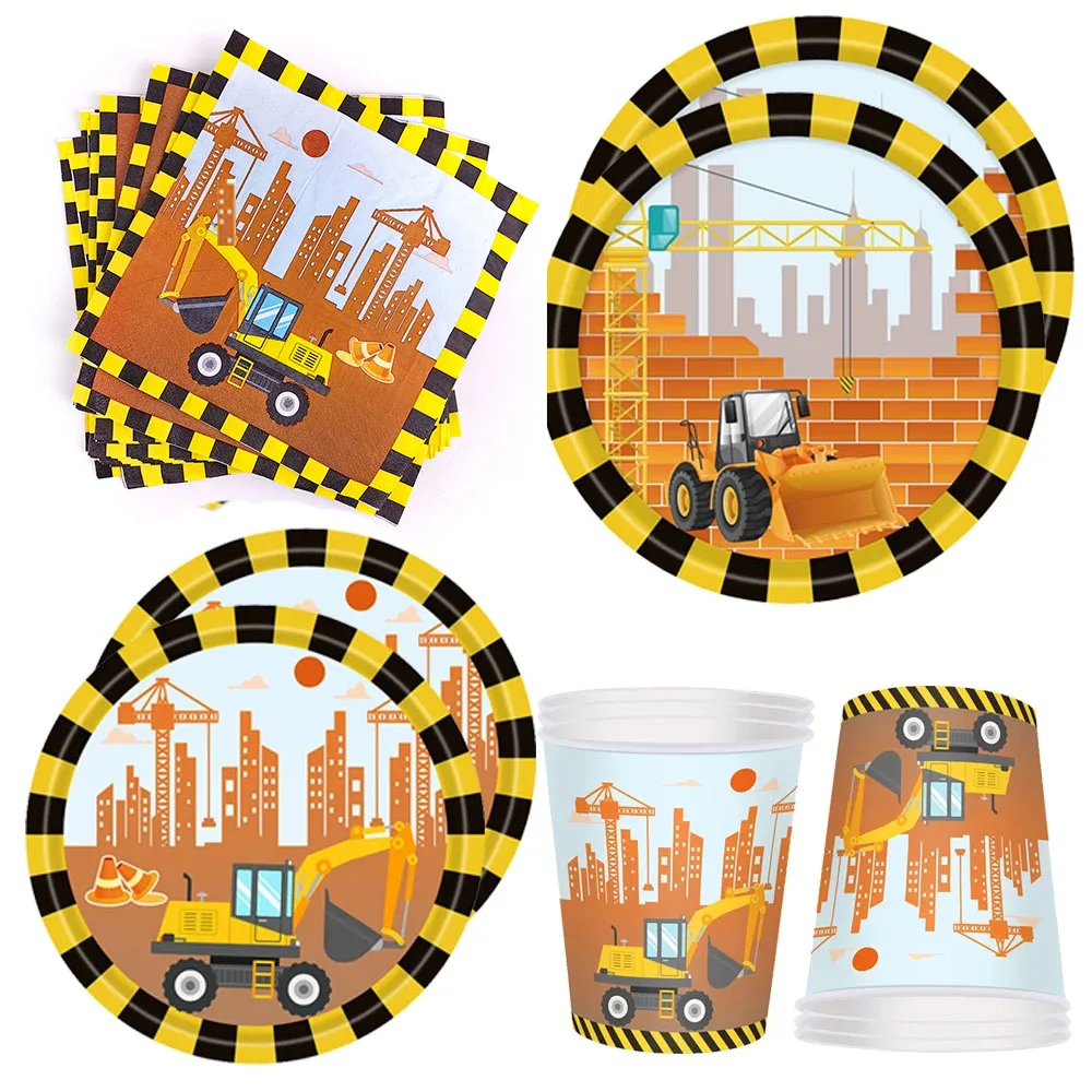 Cars and Trucks Temporary Tattoos for Kids Construction Vehicle Themed Fake Tattoo Excavator Stickers Boys Birthday Party Gifts