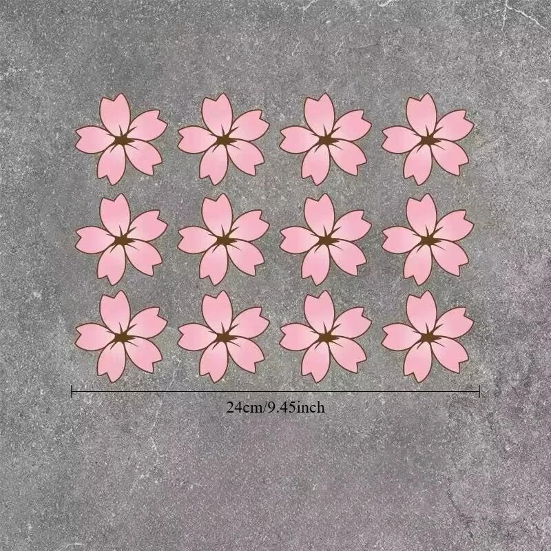 Cherry Blossom Reflective Car Sticker, Spring Flower Pink Petal Waterproof Decal for Fender, Bike & Helmet, Scratch Cover Vinyl