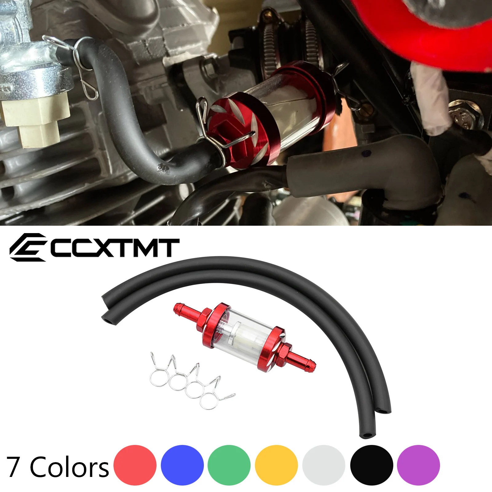 8mm CNC Glass Gas Fuel Oil Filter Fuel Hose For ATV Kawasaki KTM Honda Yamaha YZ250F YZ450F WR250R WR450R WR250F WR450F