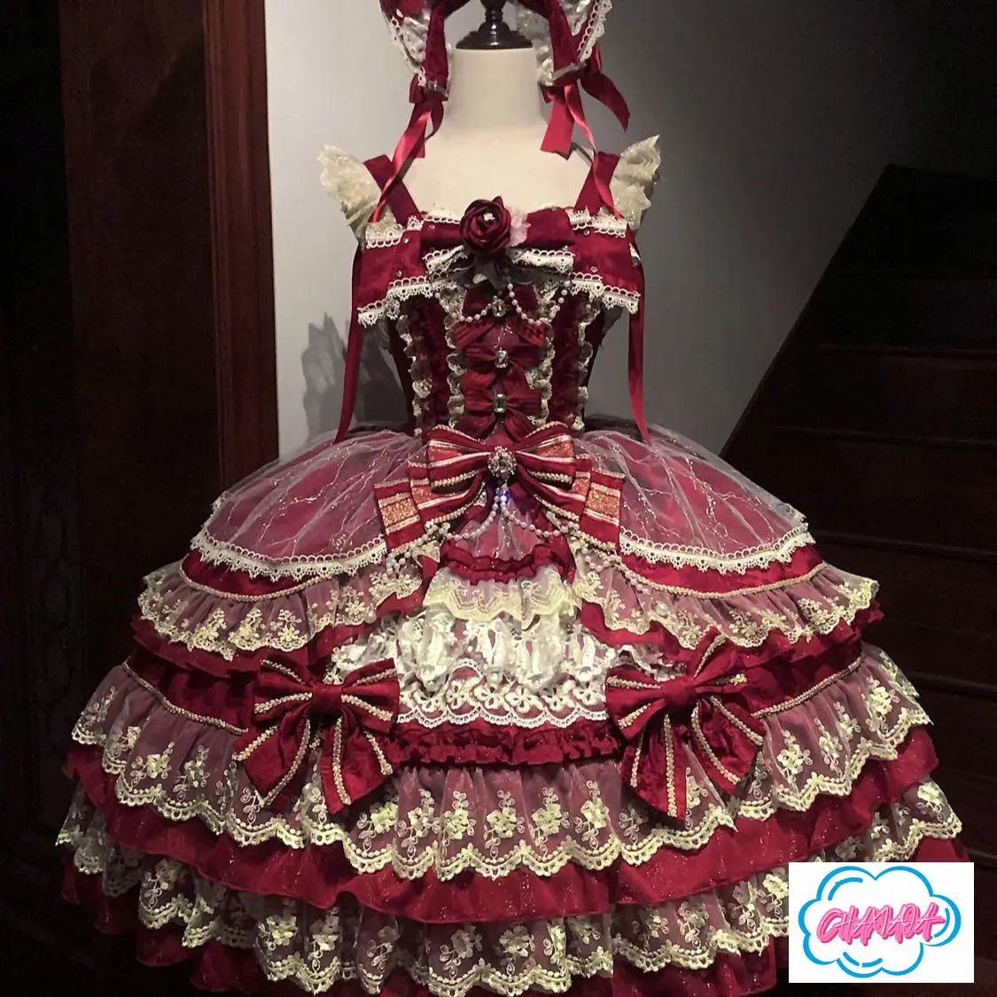 

JapaneseGothic-style Elegant Sweet Princess Dress Lol Skirt with Bow and Lace Patchwork Tulle Set Suitable for Spring and Autumn