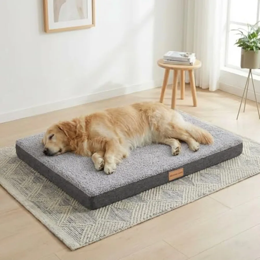 

Ортопедическая лежанка XL для собак крупных пород 48''x30'', мягкая, водонепроницаемая, с пеной Egg Crate, большой матрас для клеток для животных со съемным моющимся чехлом