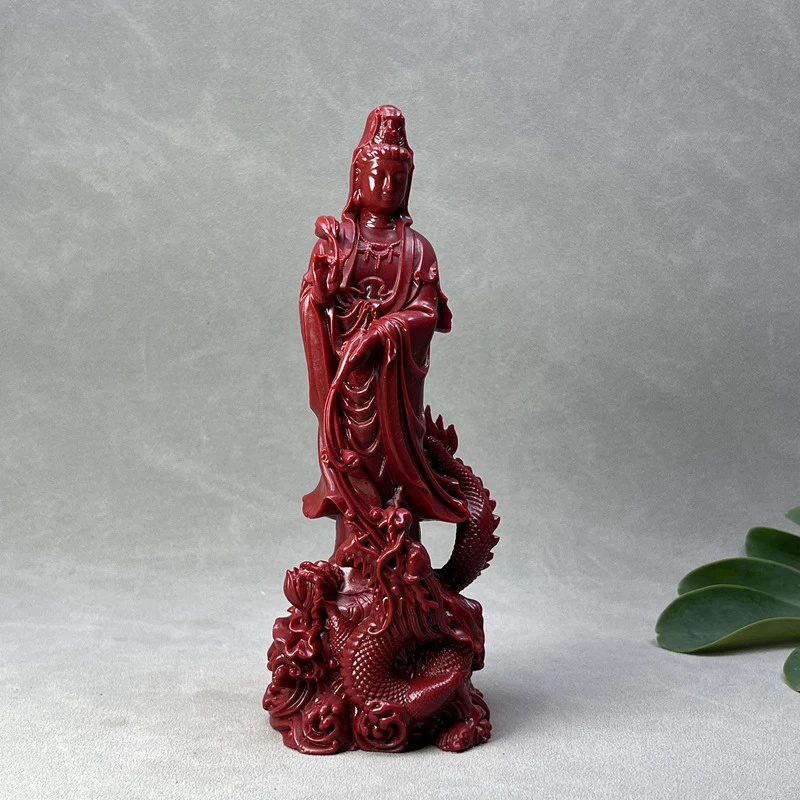 Dragon-Slashing Guanyin: Success in career, good fortune, and stability. Home and office Buddhist hall decoration, imitation cin