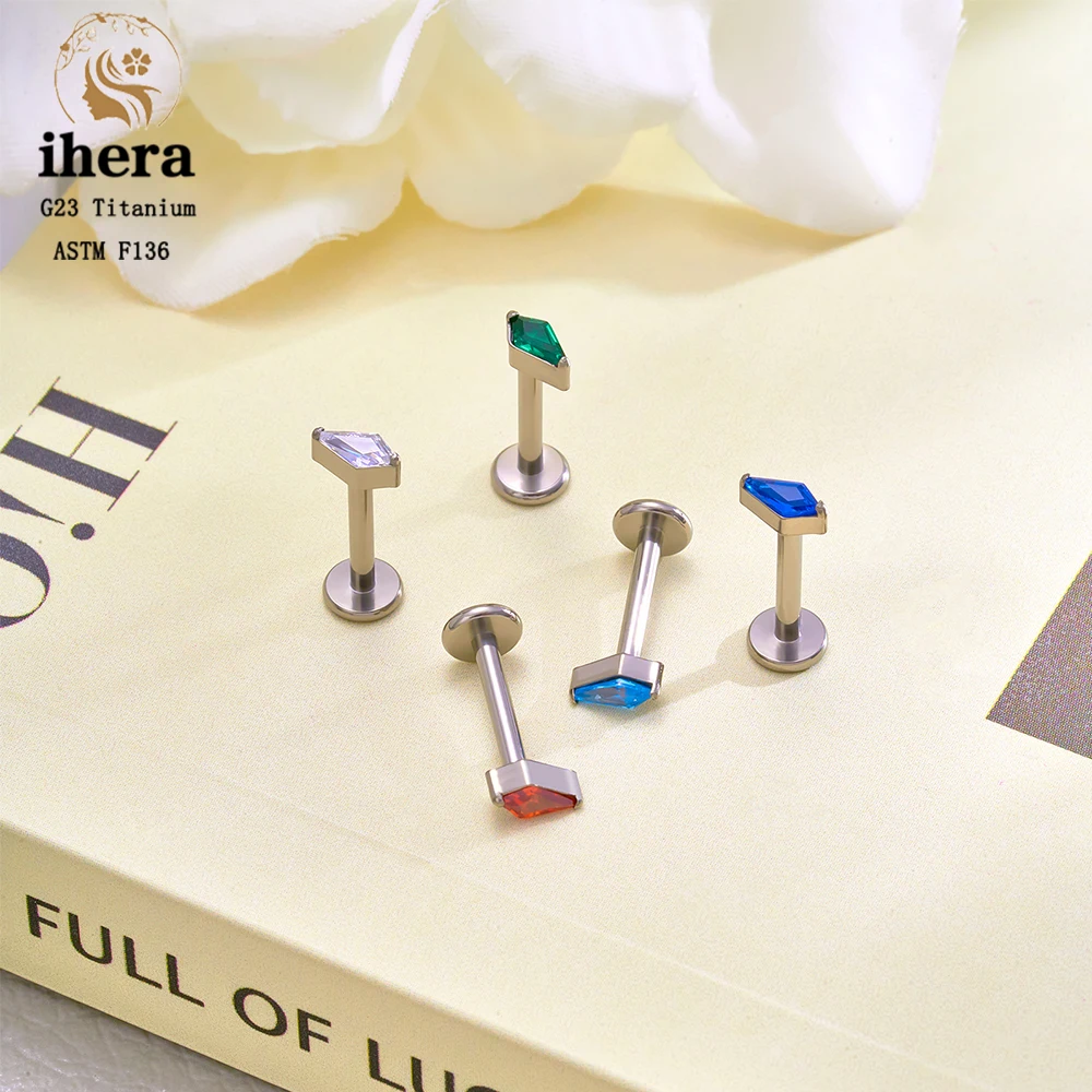 ASTM F136 Titanium Kite CZ Cartilage Earring 16G Flat Back Stud Tragus Conch Lobe Helix Labret Ear Nose Piercing Body Jewelry