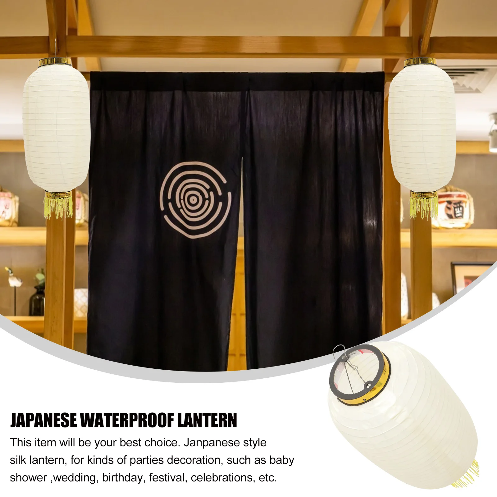 

2Pcs Waterproof Foldable Lanterns Silk Japanese Hanging Decorative Party Wedding Baby Shower Festival Cloth Light