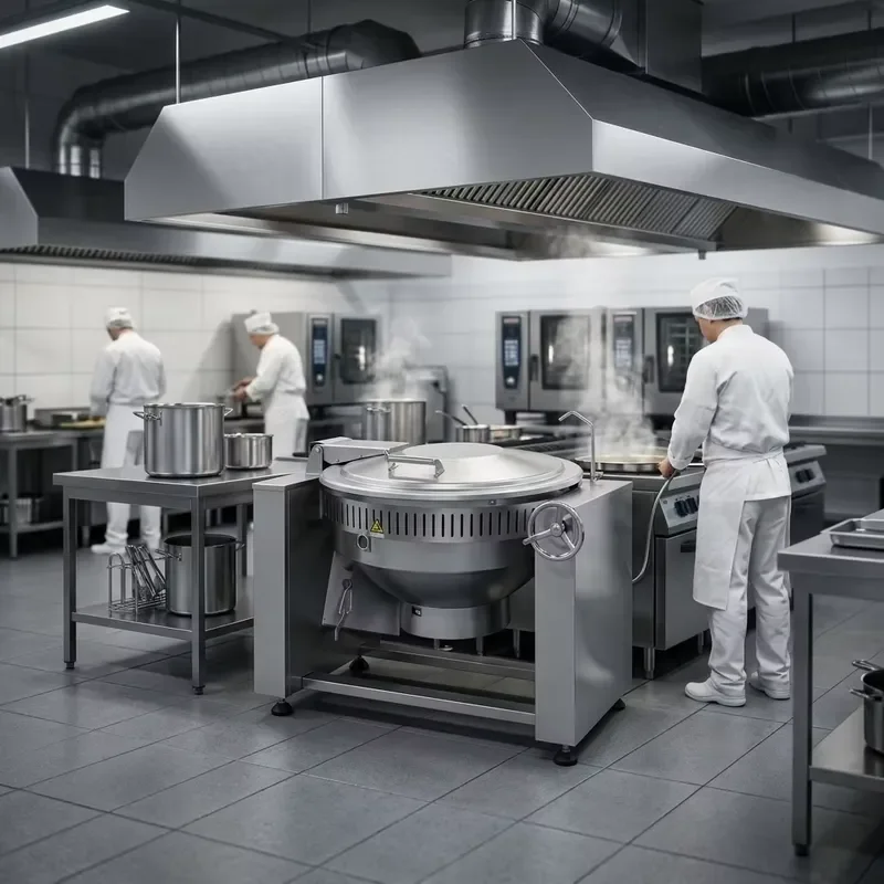Commercial 150L Tilting Bratt Pan 304 Stainless Steel Wok with 1 Year Warranty for Hotel Restaurant Canteen