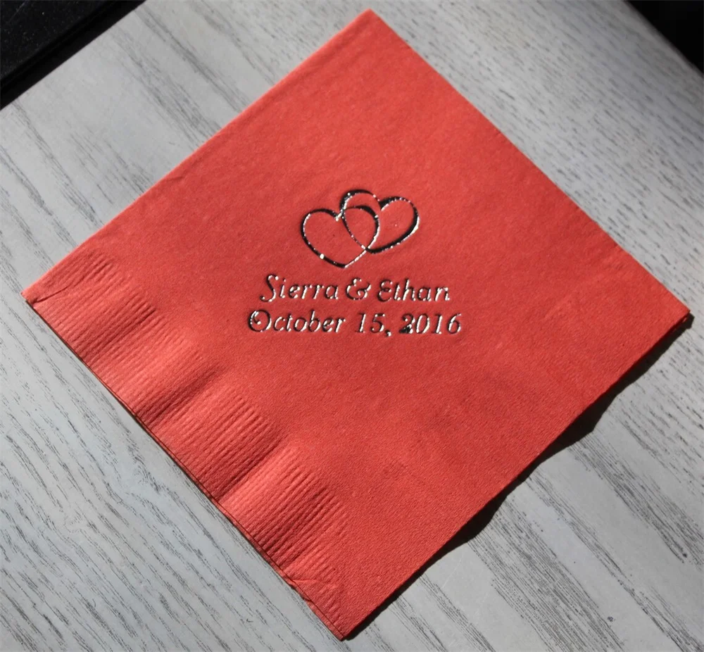 

50PCS 50 Personalized Beverage Cocktail Napkins Wedding Birthday Baby Shower Graduation Bridal Wedding Engagement made to order