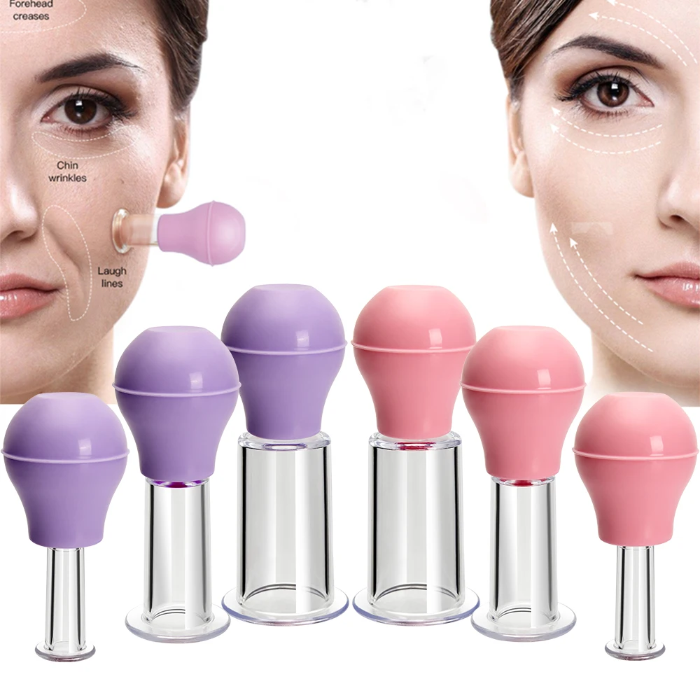 Facial Massage Cups Rubber Vacuum Cupping Skin Lifting Anti Cellulite Massager for Face Pvc Body Cups Skin Scraping Massage Jar