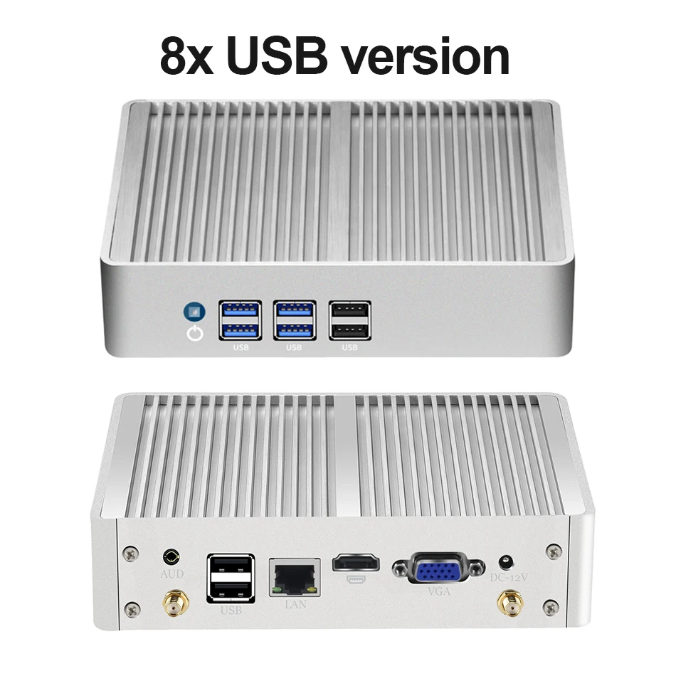 XCY Fanless Mini PC Intel Core I7 4500U I5 5200U 300M WiFi Gigabit Ethernet 8x USB VGA HDMI Display Windows 10 Linux HTPC