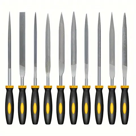 High-Carbon Steel Precise Needle File Set - Premium Kit with Non-Slip Ergonomic Handles, for Wood/Plastic/Model Filing
