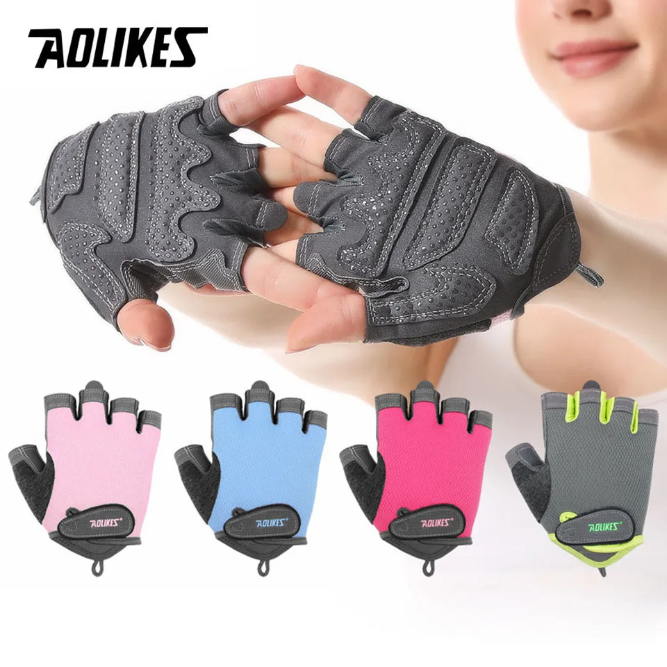 AOLIKES 1 Pair Half Finger Gym Gloves Fitness Glove Unisex Adult Wrist Weightlifting Gear Exercise for Men & Women