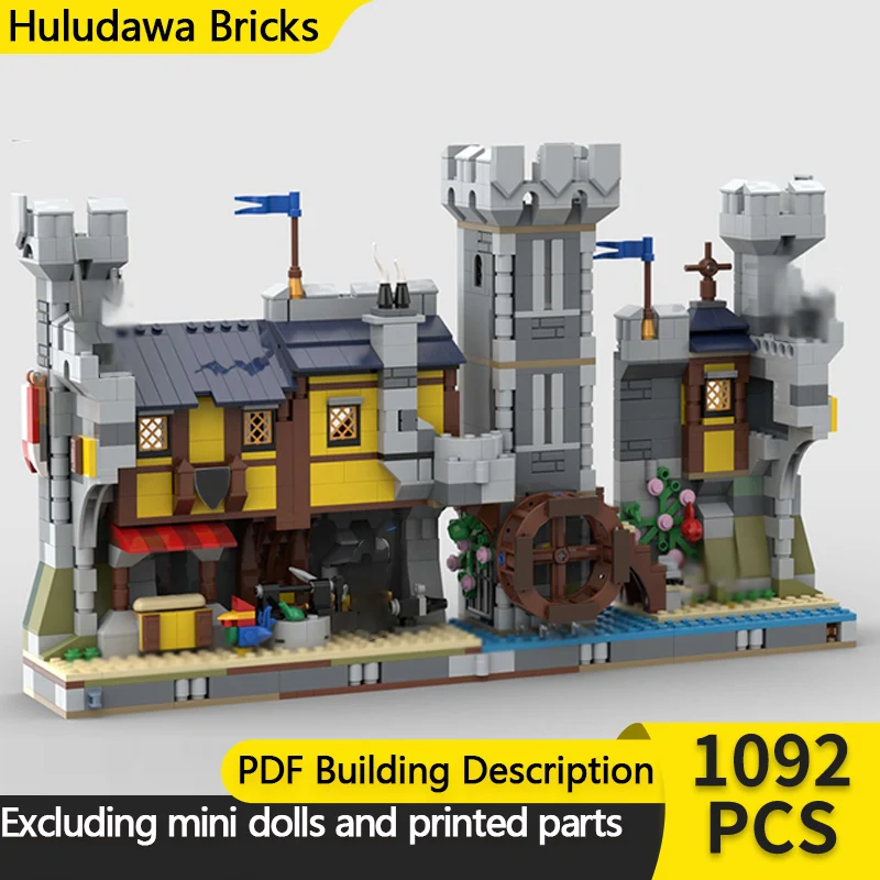 

Medieval Castle Model MOC Building Bricks River Town Book Nook Modular Technology Children Holiday Gifts Assemble Toys Suit