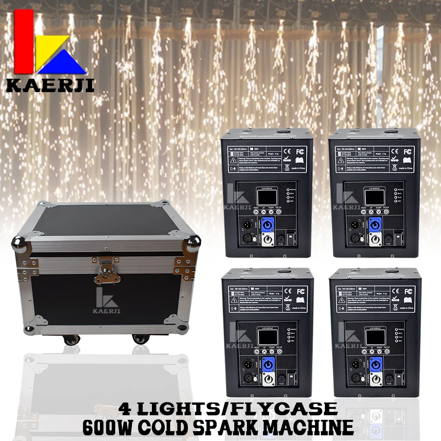 

4Pcs 600W Cold Spark Machine With 1 Flight case Ti Powder Firework Wedding Dmx Remote Control Spark Fountain Sparkular Machine