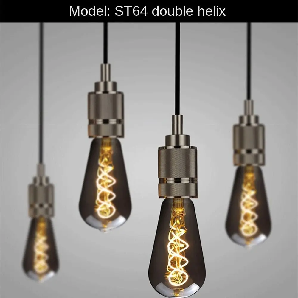 

Горячая гальваническая серая винтажная ретро-лампа накаливания, лампа Эдисона, винтовой разъем накаливания, теплая белая лампа Эдисона, яркая