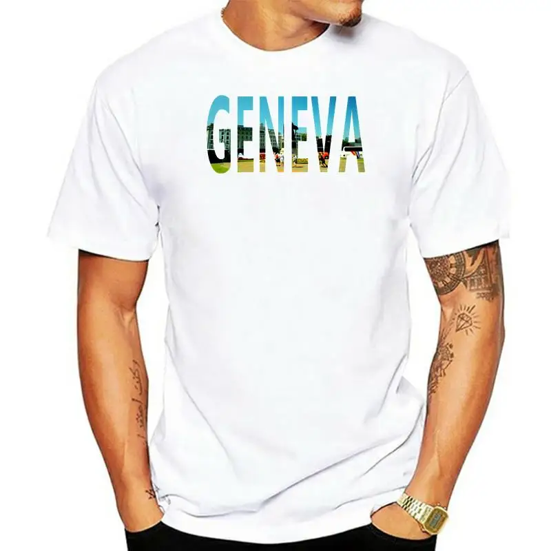 SdyeT.Sty New Fashion Geneva City Design Men T-shirt Short Sleeve Hipster Tops Geneva Words Printed T Shirts Cool Tee