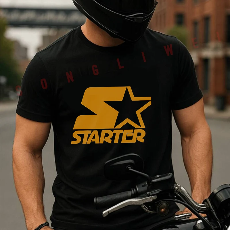 

Starter Star Logo Graphic Motorcycle T Shirt Cotton Summer Short-sleeved Casual Tee Men Women Streetwear T-shirt