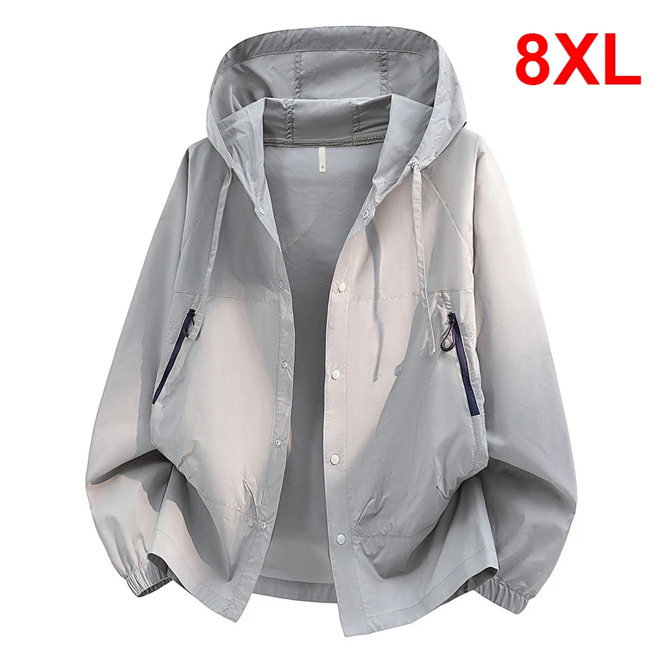 

Летняя тонкая куртка для мужчин, дышащая, больших размеров до 8XL, модная повседневная солнцезащитная куртка для мужчин, большие размеры до 8XL