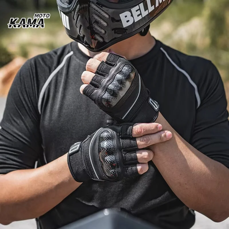 MOTOWOLF Half Finger Gloves for Bicycle Riding Gloves with Carbon Fiber Protection Motorbike Gloves Guantes Moto Luvas