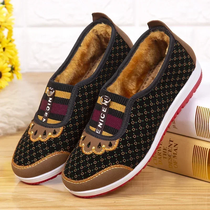 

Plus Velvet Warm Flat Shoes Women，Summer Soft Sole Non-slip Women Shoes High Quality Mom Espadrilles Sneakers Shoes for Women 신발
