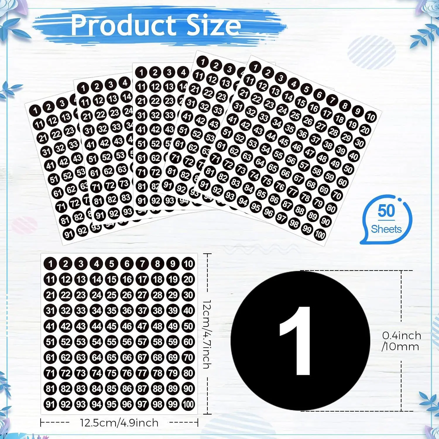 2500Pcs Number Stickers 1-100 Round Consecutive Self-Adhesive Labels for Organizing Classroom Office Storage Mini Labels