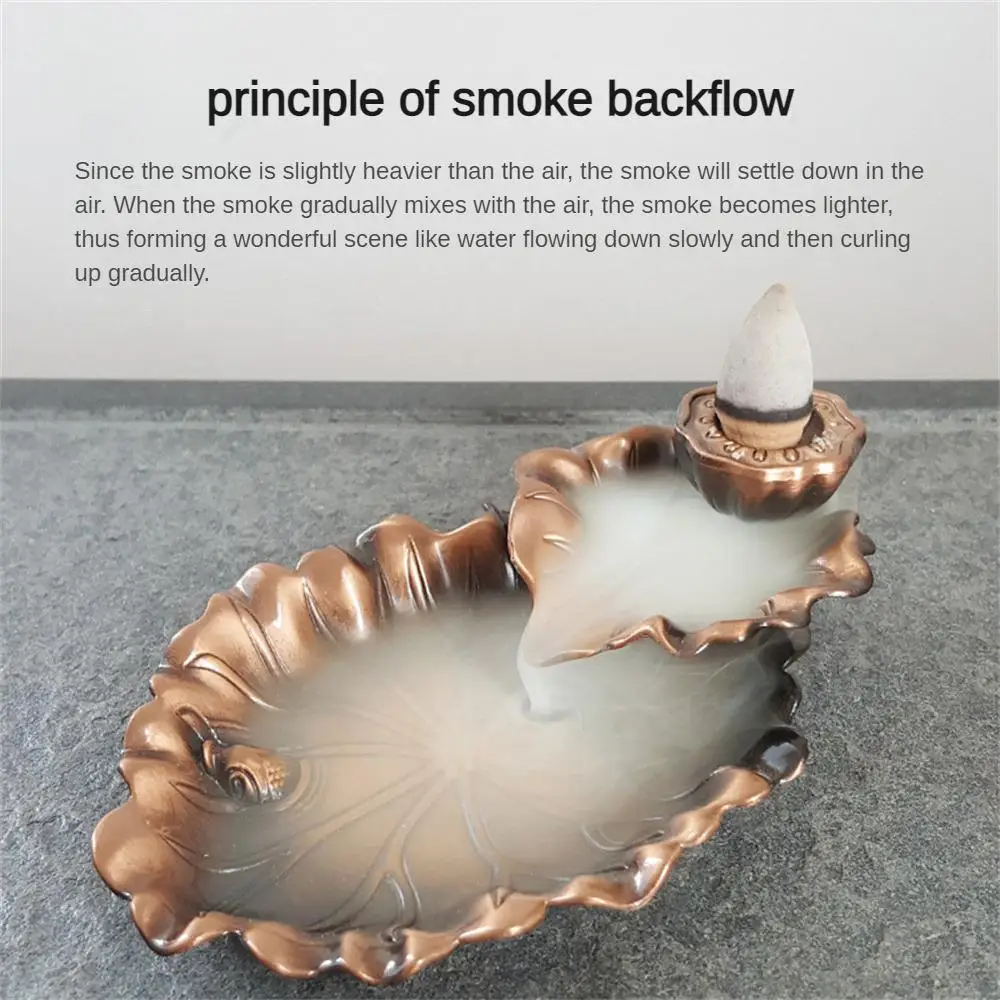 Vivid Modeling Zen Incense Burner Frog Backflow Lotus Leaf Backflow Incense Seat Lotus Leaf Texture Sanding Smooth Crafted Zen