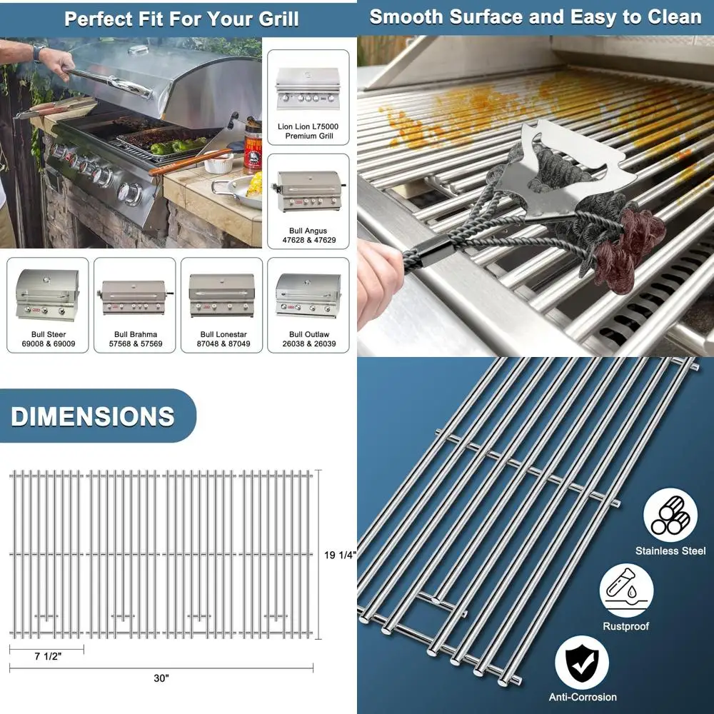 

Bull BBQ Grill Replacement Parts: 47629, 47628, 26039, 26038, 57568, 57569, 87048, 87049, 69009, 69008 Cooking Grates & Accessor